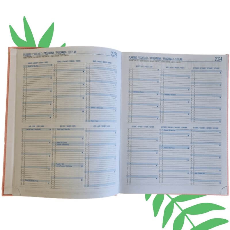 Recharge Papier Agenda Hebdomadaire 2023-2024 - 9,5x17,1 Cm - Compatible Filofax - Semaine Sur 2 Pages